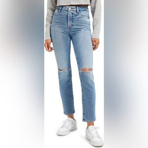 Good American Classic Distressed High Rise Slim Leg Jeans